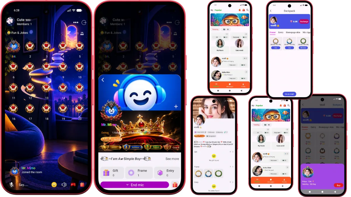Mimo - Live Rooms & Chat,,,,,,Live streaming, PK Battel, Multi Live, Voice Chat Room, Beauty Filter with Admin Pane